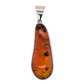 Sterling Silver Amber Bezel Elongated Pendant